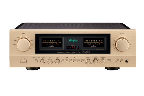 Accuphase versterker E-3000 klasse AB amplifier integrated voorkant front knoppen knobs volume